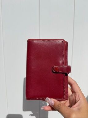 Coach Burgundy Red Leather Agenda Planner Snap Closure Cover Vintage 2013